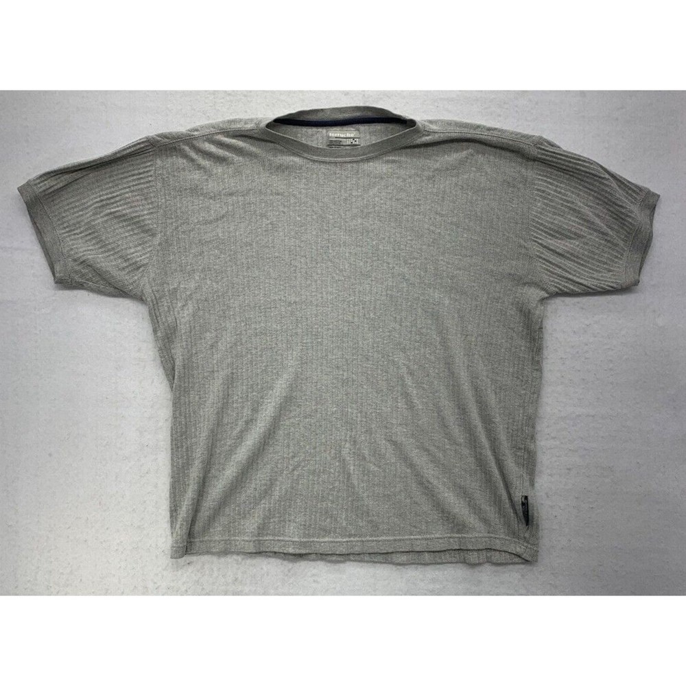 Ferruche Shirt Mens Size 2XL Light Gray Ribbed Short Sleeve Vintage Fall Casual
